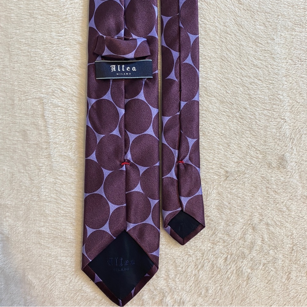 Alteo Milano Purple Circle Pattern Silk Tie - image 4